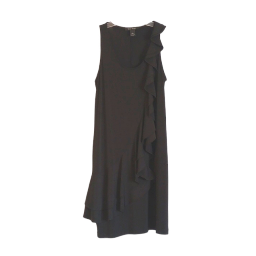 White House Black Market Womens Little Black Dress Sz 2 Sleeveless Ruffle Light